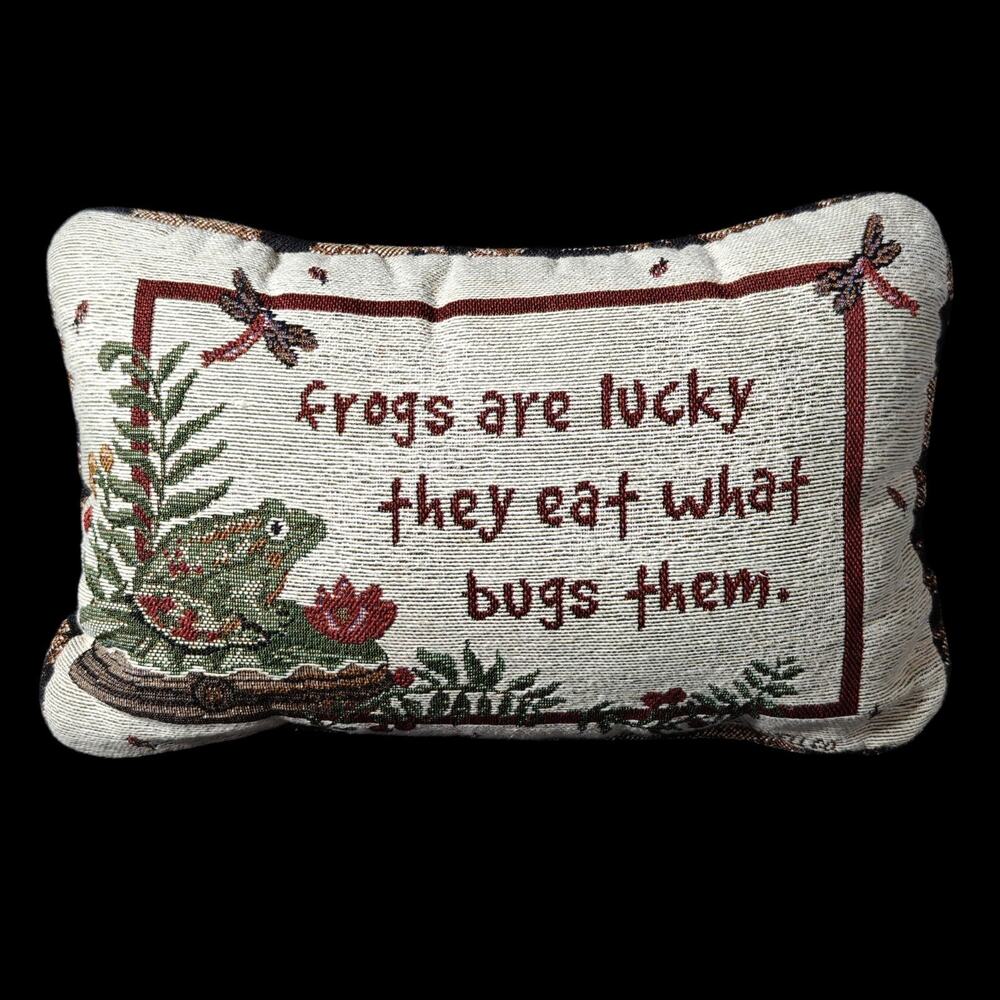 Frogs Are Lucky They Eat What Bugs Them Tapestry Pillow S A Maxwell Cottagecore